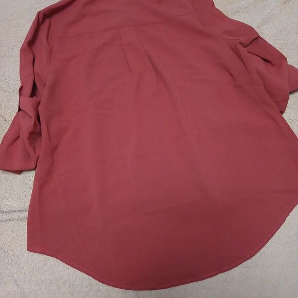 Ladies Button Down Bunched Sleeve Shirt - Size: Large     (0872) - Picture 5 of 5